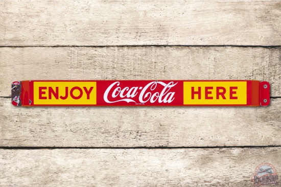 Enjoy Coca-Cola Here Porcelain Door Push Sign TAC 8.75