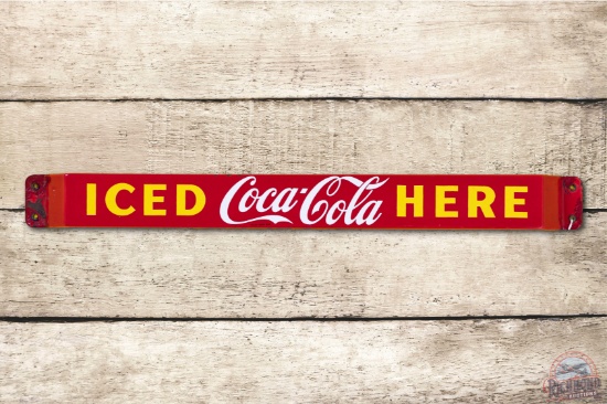 Iced Coca-Cola Here Porcelain Door Push Sign TAC 8.75