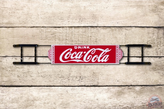 Drink Coca-Cola Logo In Tail Porcelain Door Push Sign TAC 9.5