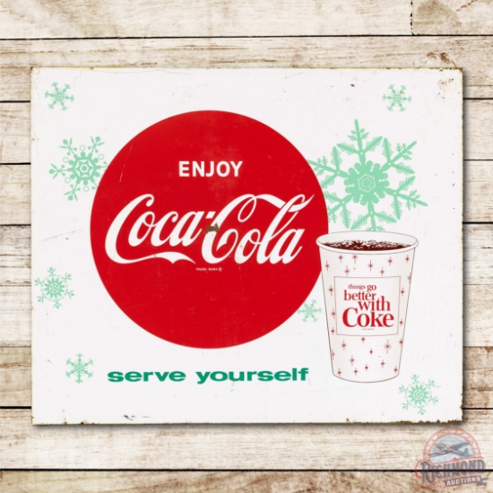 Enjoy Coca-Cola "Serve Yourself" w/ Paper Cup Metal Sign TAC 7