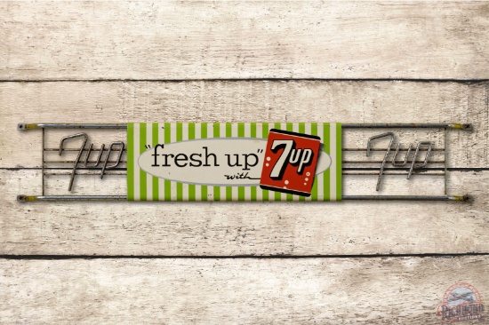 1958 "Fresh Up" w/ 7up Metal Door Push Sign TAC 8.25