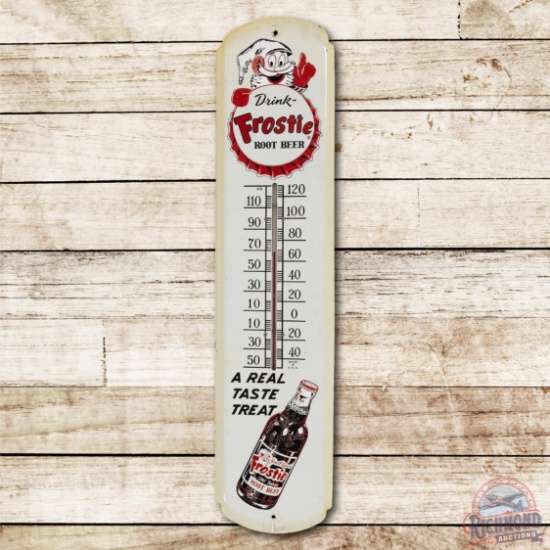 Drink Frostie Root Beer w/ Logo & Bottle Metal Thermometer TAC 8.5