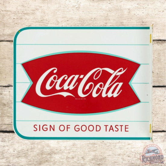 Coca-Cola & Fishtail Logo Metal Flange Sign TAC 9