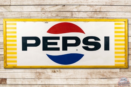 1966 10' Pepsi Cola Framed Embossed Metal Sign TAC 8.75