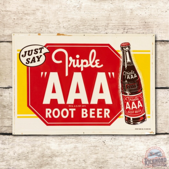 NOS Triple A Root Beer Embossed Tin Sign TAC 9