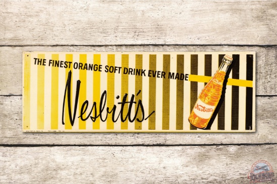 1958 Nesbitt's w/ Bottle Embossed Metal Sign TAC 9