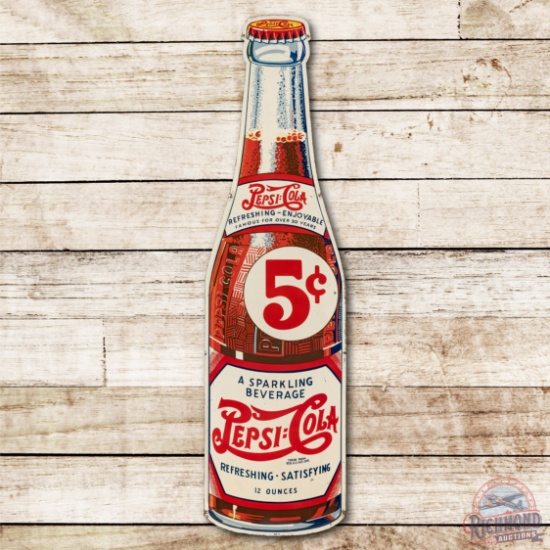 Pepsi Cola 5 Cents Refreshing Satisfying Bottle Sign TAC 8.25