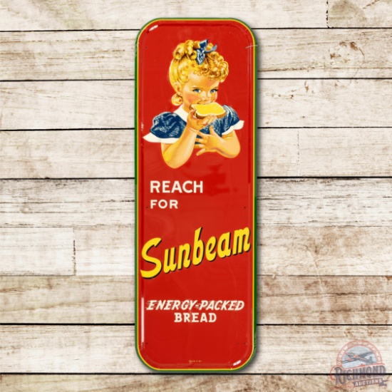 1953 Reach for Sunbeam Energy-Packed Bread Metal Sign TAC 9.25