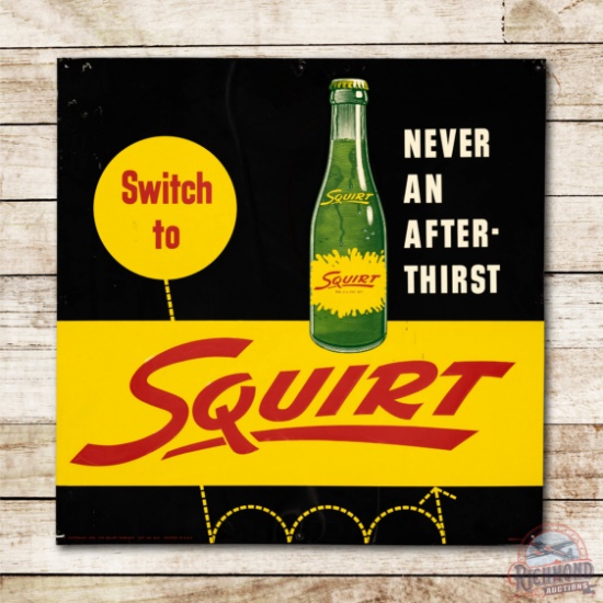 1956 Squirt "Never an After-Thirst" & Bottle Metal Sign TAC 8.75