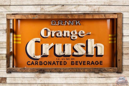 8' NOS Orange Crush Carbonated Beverage Metal Neon Sign in Original Crate TAC 8.5