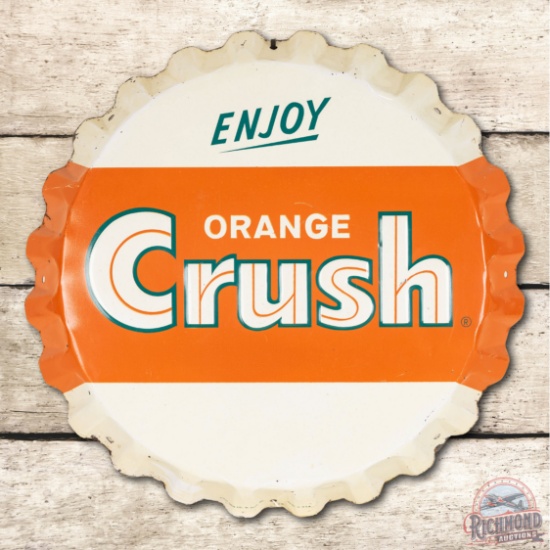20" Enjoy Orange Crush Bottle Cap Metal Sign TAC 7.75
