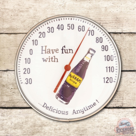 NOS Have Fun With NuGrape Soda "Delicious Anytime" Thermometer & Original Box TAC 9.5