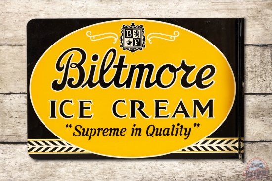 Biltmore Ice Cream & Logo Metal Flange Sign TAC 9.25
