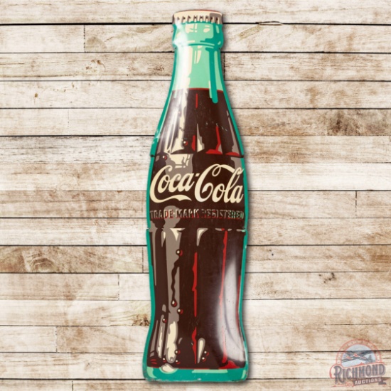 72" Coca-Cola Bottle Shaped Embossed Metal Sign TAC 8