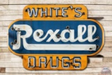 White's Rexall Drugs Double Sided Porcelain Neon Sign TAC 8.75