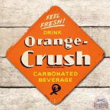 1939 Feel Fresh! Drink Orange Crush w/ Crushy Metal Sign TAC 8.25