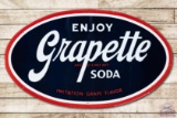 Enjoy Grapette Soda Embossed Metal Oval Sign TAC 9