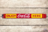 Enjoy Coca-Cola Here Porcelain Door Push Sign TAC 8.75