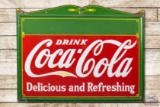 Rare 1935 Drink Coca-Cola & Blank Privilege Panel Porcelain Sign TAC 8.25