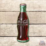 1951 Coca-Cola Bottle Shaped Embossed Metal Sign TAC 9