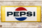 1966 10' Pepsi Cola Framed Embossed Metal Sign TAC 8.75