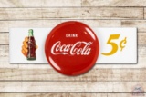 Drink Coca-Cola Porcelain Button on Porcelain Sleigh Sign TAC 9