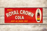 Drink Royal Crown Cola w/ Bottle Metal Sign TAC 8.75