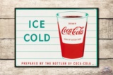 Drink Coca-Cola Ice Cold & Paper Cup Metal Sign TAC 8.9