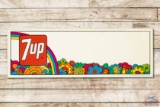NOS 7up w/ Rainbow & Flower Embossed Metal Sign TAC 9.75