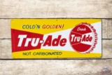 1959 Drink Tru-Ade & Bottle Cap Logo Metal Sign TAC 8.9
