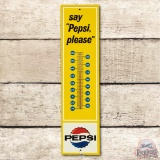 1963 Say Pepsi, Please Metal Thermometer TAC 9.25
