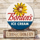 Borden's Ice Cream w/ Elise Logo Confectionery Metal Sign TAC 6.75