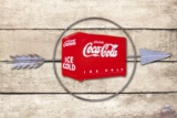 Drink Coca Cola Ice Cold Metal Kay Display Sign & Arrow