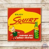 1959 Enjoy Squirt w/ Logo & Bottle Metal Sign TAC 8.25