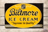 Biltmore Ice Cream & Logo Metal Flange Sign TAC 9.25