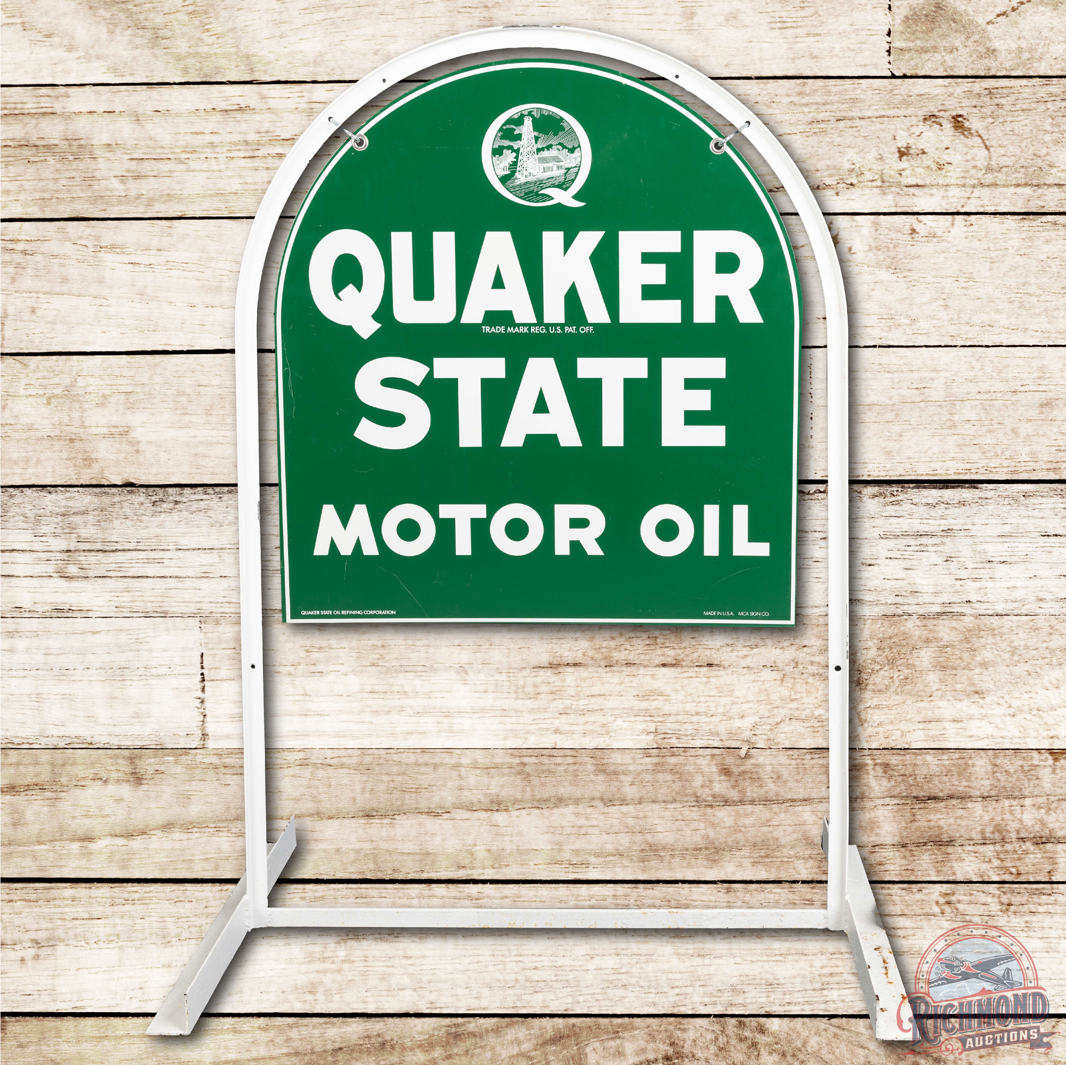 Quaker State Motor Oil Metal Sidewalk Sign & | Proxibid