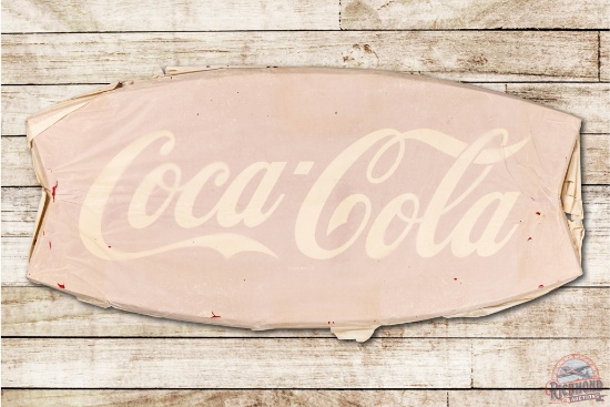 NOS Coca Cola Die Cut Fishtail Tin Sign & Original Paper