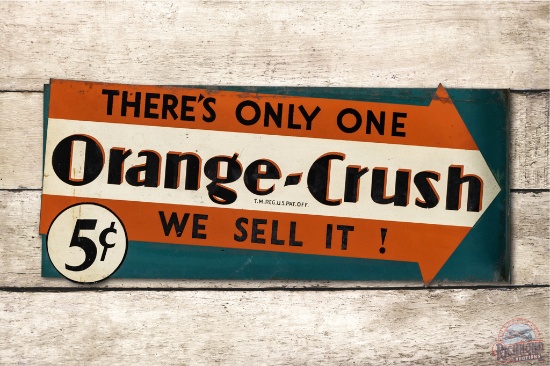 1935 There's Only One Orange Crush 5c We Sell It Tin Flange Sign