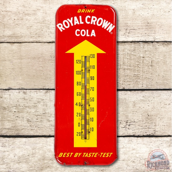 1951 Drink Royal Crown Cola Best By Taste Test Tin Thermometer Sign