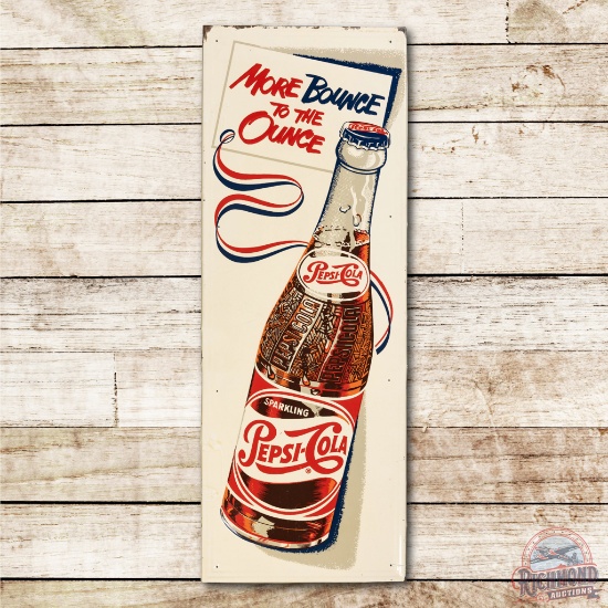 4' Pepsi Cola More Bounce To The Ounce Tin Sign w/ Bottle