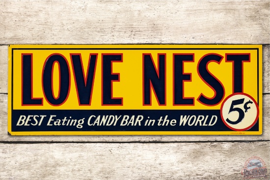 Love Nest Candy Bar 5c Embossed Tin Sign