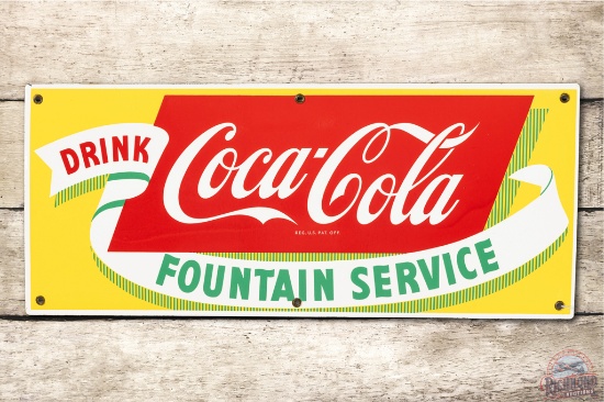 NOS Drink Coca Cola Fountain Service Porcelain Sign