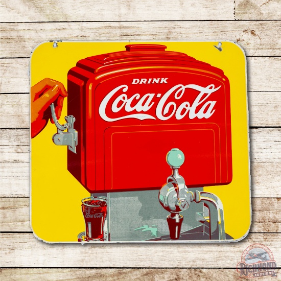 Drink Coca Cola Fountain Dispenser Double Sided Porcelain Sign