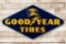 6' Goodyear Tires Porcelain Sign w/ Wingfoot and Flag Logos