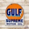 Gulf Supreme Motor Oil Tombstone Porcelain Sign