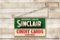 Sinclair Credit Cards Honored Here Double Sided Tin Sign & Hanger