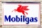 1932 5' Mobilgas w/ Pegasus Double Sided Porcelain Sign & Original Porcelain Mounting Bar