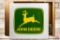 NOS John Deere w/ Leaping Deer Logo Metal Dealership Sign & Original Crate