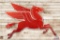 1955 Right Facing Mobil Pegasus Cookie Cutter Porcelain Sign