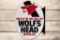 NOS Wolf's Head Motor Oil Tin Flange Sign